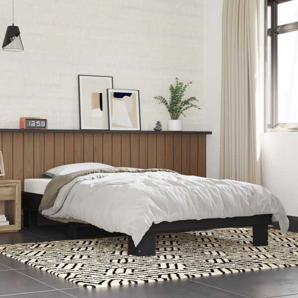 vidaXL Bed Frame Black Engineered wood, metal, plywood Twin Durable