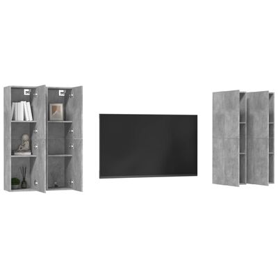 vidaXL TV Cabinets 4 pcs Concrete Gray 12"x11.8"x43.3" Engineered Wood