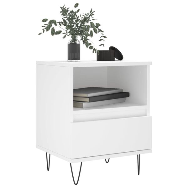 vidaXL Bedside Cabinet White Engineered wood, Metal Small