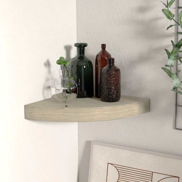 vidaXL Corner Shelf Oak Honeycomb MDF, Metal Small Corner Shelf