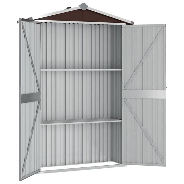 vidaXL Garden Shed Brown Galvanized Steel and Plastic