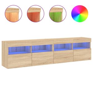 vidaXL TV Wall Stands with LED Lights 2 pcs Sonoma Oak 31.5"x11.8"x15.7"