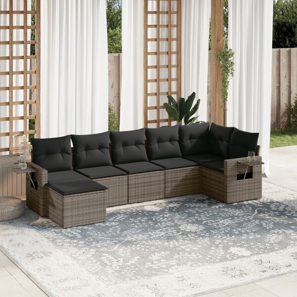 vidaXL Garden Sofa Set Grey PE rattan Large Modular Garden Sofa Set
