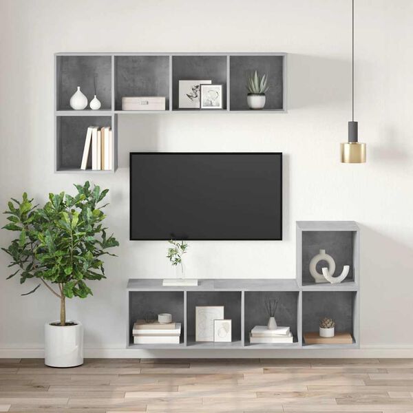 vidaXL TV Cabinet Concrete Grey Engineered Wood Medium TV Cabinet