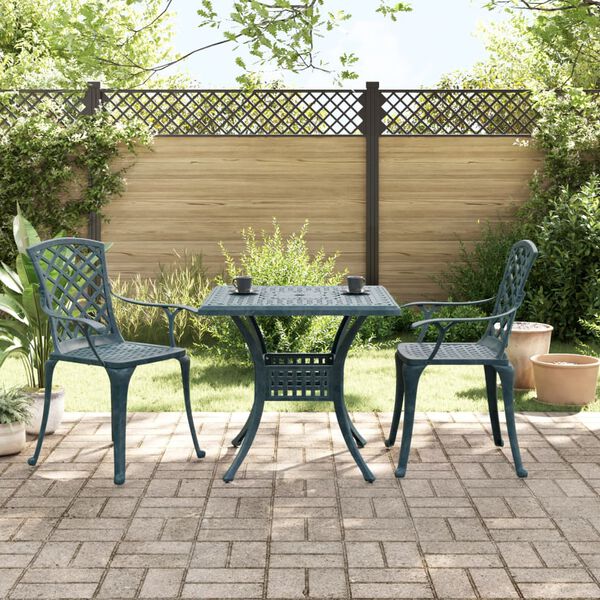 vidaXL 3 Piece Bistro Set Green Cast Aluminum
