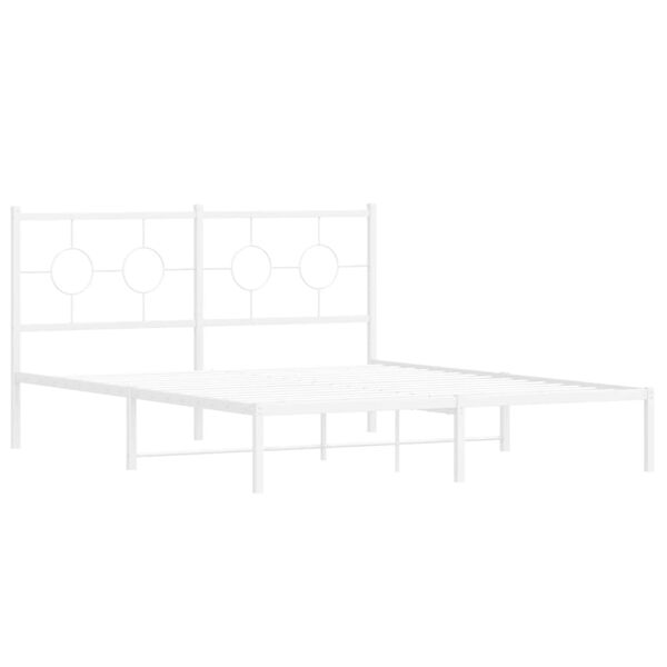 vidaXL Bed Frame White Powder-Coated Steel King Size