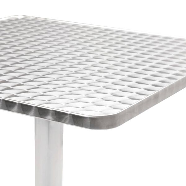 vidaXL Garden Table Silver Aluminum, Stainless Steel 23.6 x 23.6 x 27.6 in