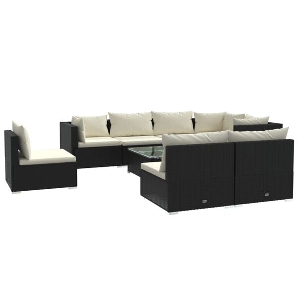 vidaXL Garden Lounge Set Black, Cream