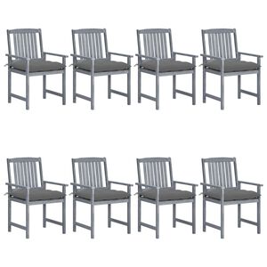 vidaXL Patio Chair Set of 8 Gray Solid Acacia wood Standard Durable