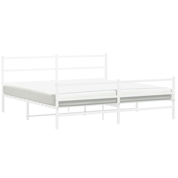vidaXL Bed Frame White Steel Full Bed Frame Rectangular Modern