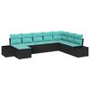 vidaXL Garden Sofa Set 8 pcs Black and Turquoise Poly Rattan