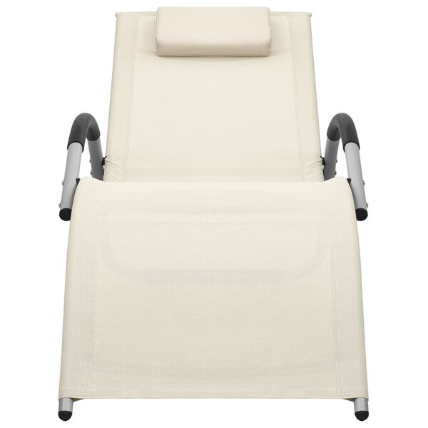 vidaXL Sun Lounger Cream and Gray Textilene, Aluminum, Powder-Coated Steel