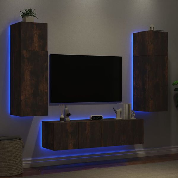 vidaXL TV Wall Unit Smoked oak Engineered wood 47.2 in Floating TV Unit