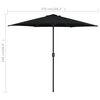 vidaXL Garden Parasol Black Aluminum, Steel, Polyester 106.3 x 96.9 inches