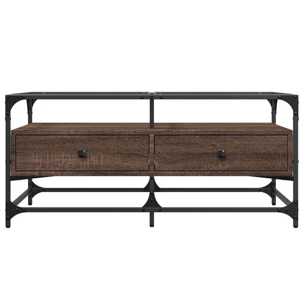 vidaXL Coffee Table Brown Oak Engineered wood, Steel, Glass Medium
