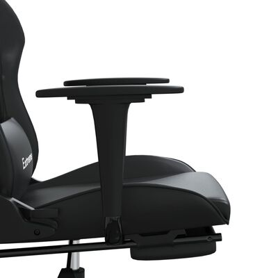 vidaXL Massage Gaming Chair with Footrest Black Faux Leather