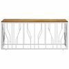 vidaXL Coffee Table Silver Stainless steel, solid acacia wood Medium