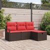 vidaXL Sofa Set with Cushion Manual 4 pcs Brown and Red Poly Rattan