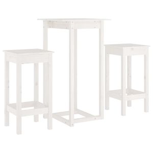 vidaXL Bar Set White Solid pinewood Small Seats Many Bar Set Square
