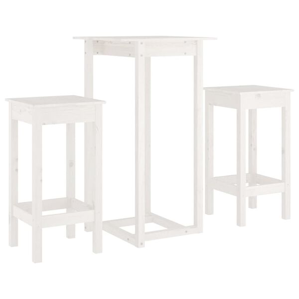 vidaXL Bar Set White Solid pinewood Small Seats Many Bar Set Square