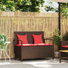 vidaXL Patio Storage Bench Brown with Red cushions