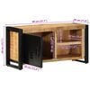 vidaXL TV Cabinet Black and Brown Solid Rough Mango Wood, Iron