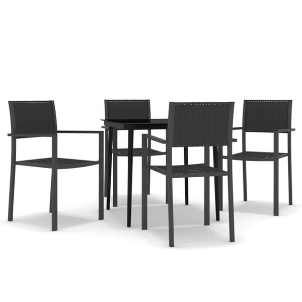 vidaXL Garden Dining Set Black Powder-Coated Steel 5 Piece Light Weight