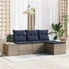 vidaXL Sofa Set with Cushion 4 pcs Grey Synthetic: Poly Rattan