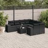 vidaXL Garden Sofa Set Black PE rattan, powder-coated steel, tempered glass