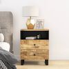 vidaXL Bedside Cabinet Natural Mango Wood, Black
