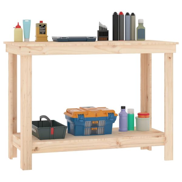 vidaXL Work Bench 43.3x19.7x31.5" Solid Wood Pine