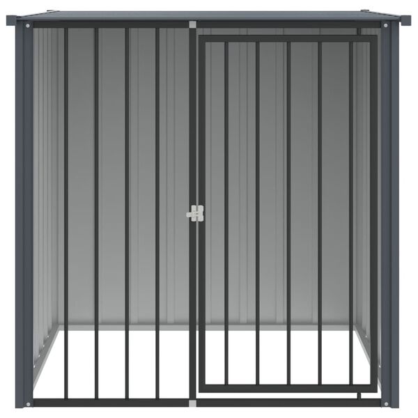 vidaXL Dog House Black Galvanized Steel Large Durable Dog House