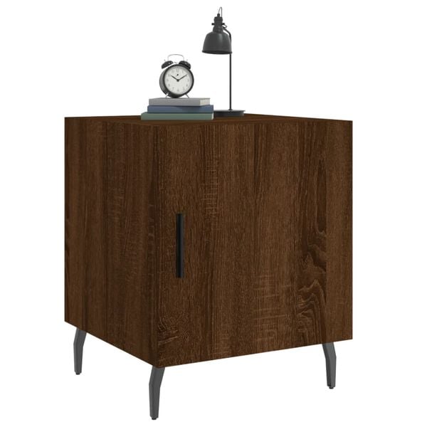 vidaXL Bedside Cabinet Set of 2 Brown Oak Engineered wood, iron, aluminum