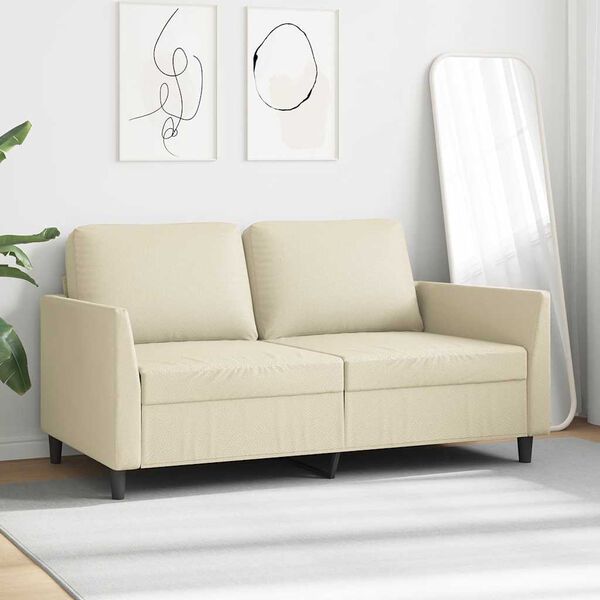 vidaXL 2-Seater Sofa Cream 75% PVC, 20% Polyester, 5% Cotton, Metal, Foam