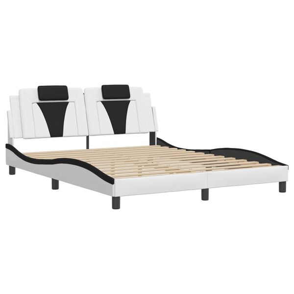 vidaXL Bed Frame "Viana" without Mattress White and Black 63"x78.7" Faux Leather