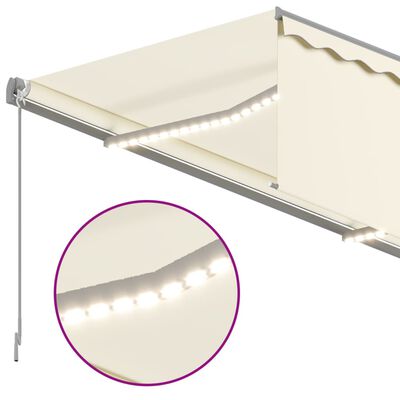 vidaXL Manual Retractable Awning with Blind&LED 13.1'x9.8' Cream