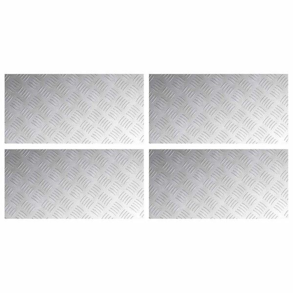 vidaXL Checker Plates 4 pcs Silver 2 x 1 ft Aluminium