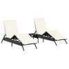 vidaXL Sun Lounger Set of 2 Black, Cream White