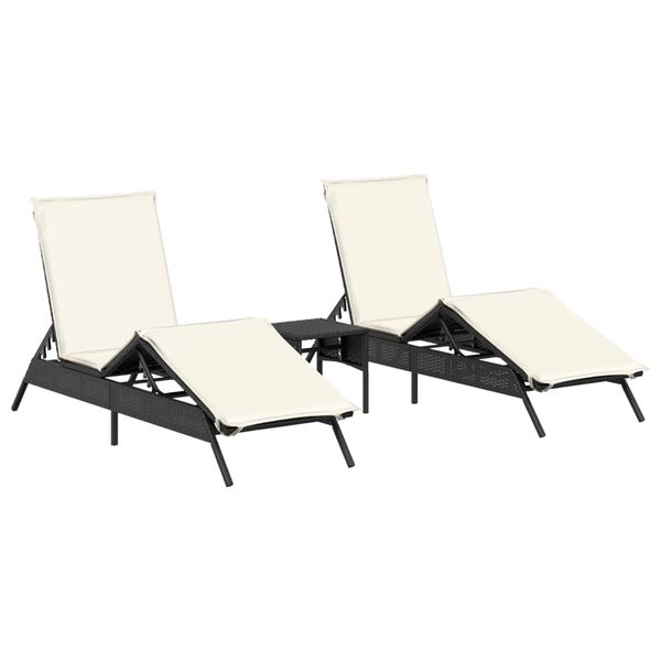 vidaXL Sun Lounger Set of 2 Black, Cream White