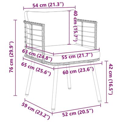 Diagram with dimensions of the chair and dimensions of the sofa area.