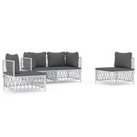 vidaXL 4 Piece Patio Lounge Set with Cushions White Steel