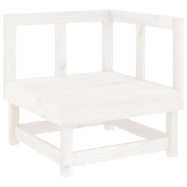 vidaXL Garden Corner Sofa White Solid pine wood Compact Modular