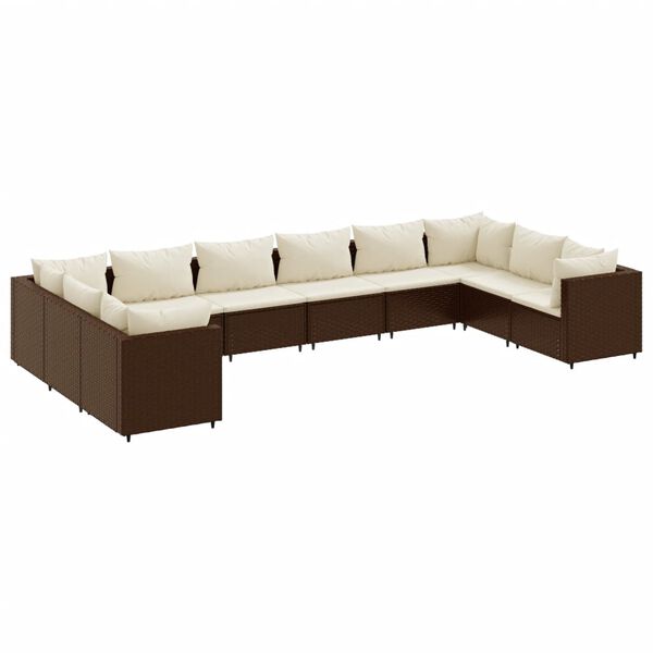 vidaXL Patio Lounge Set Brown, Cream White
