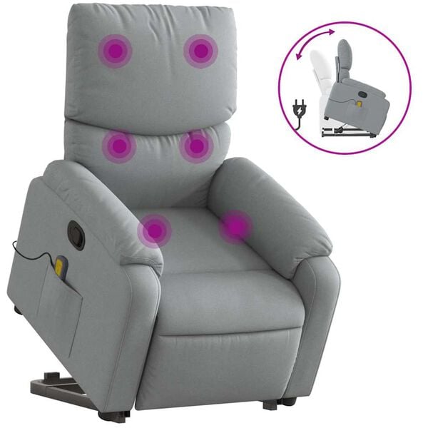 vidaXL Stand Up Massage Recliner Chair Light Gray