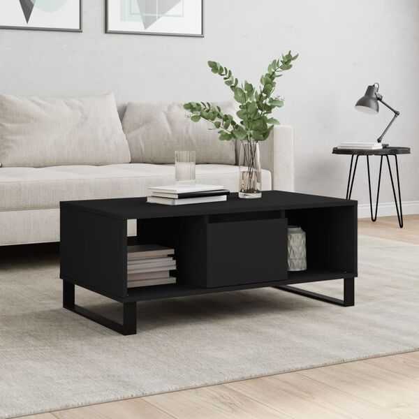 vidaXL Coffee Table Black Engineered wood and metal Medium Coffee Table
