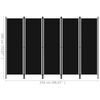 vidaXL 5-Panel Room Divider Black 98.4"x70.9"