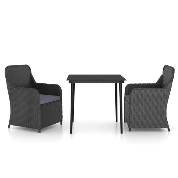 vidaXL Garden Dining Set Black with Dark Grey Cushions