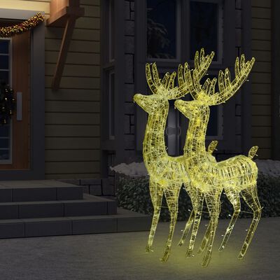 vidaXL XXL Acrylic Christmas Reindeers 250 LED 2 pcs 70.9" Warm White