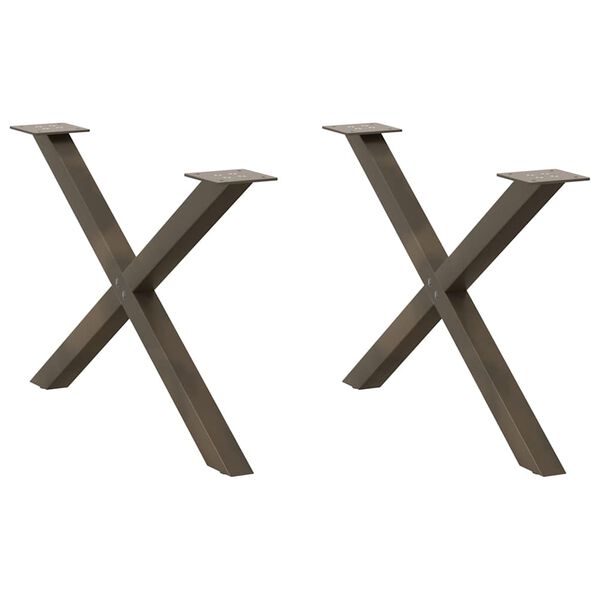 vidaXL Coffee Table Legs X-Shaped 2 pcs Natural Steel 27.6x(16.5-16.9)" Steel