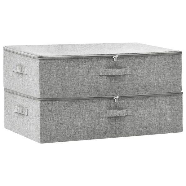 vidaXL Storage Boxes 2 pcs  Fabric 27.6x15.7x7.1" Grey